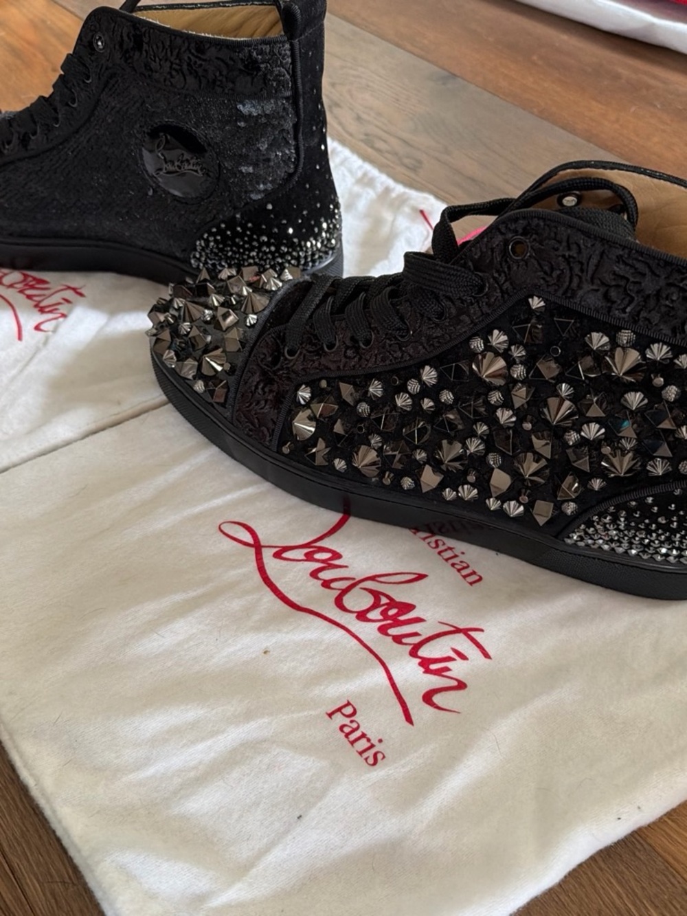 Christian Louboutin black studded high top trainers
